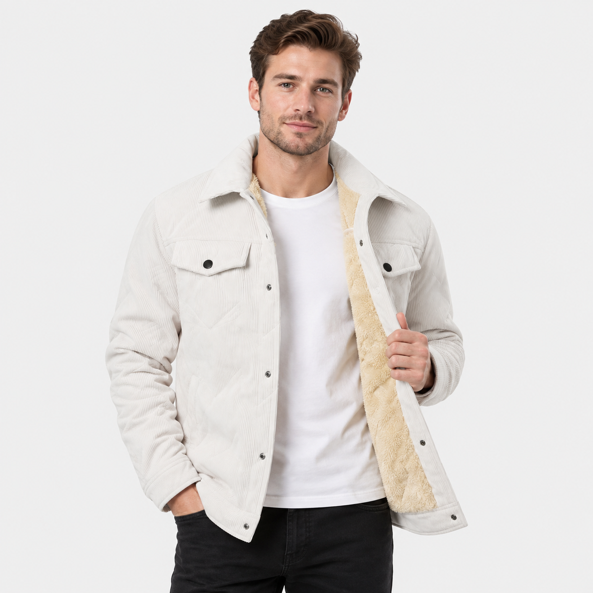 Montviro | Men's Corduroy Padded Jacket - Lapel Winter Outerwear