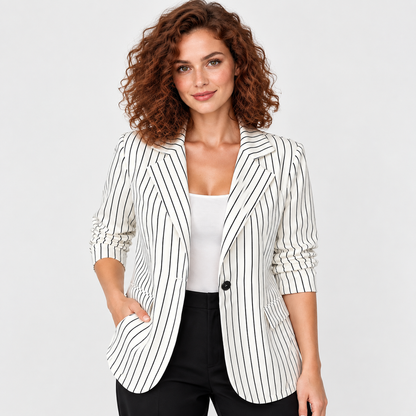 Montviro | Women’s Business Casual Striped Suit Jacket Polyester Coat