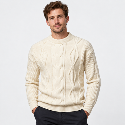 Montviro | Men's Crew Neck Sweater - Jacquard Knit Fall Winter