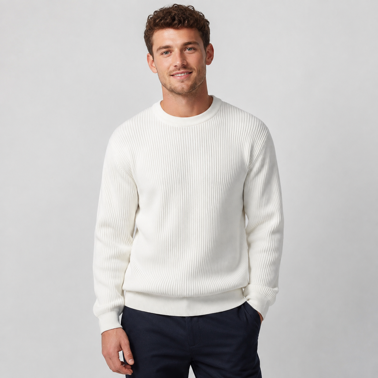 Montviro | Men's Crew Neck Sweater - Loose Fit Knit Pullover