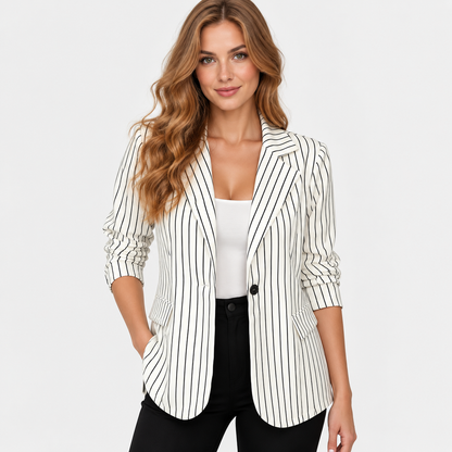 Montviro | Women’s Plus Size Striped Blazer Elegant Workwear Suit Jacket