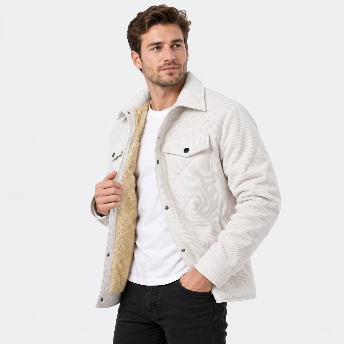 Montviro | Men's Corduroy Padded Jacket - Lapel Winter Outerwear