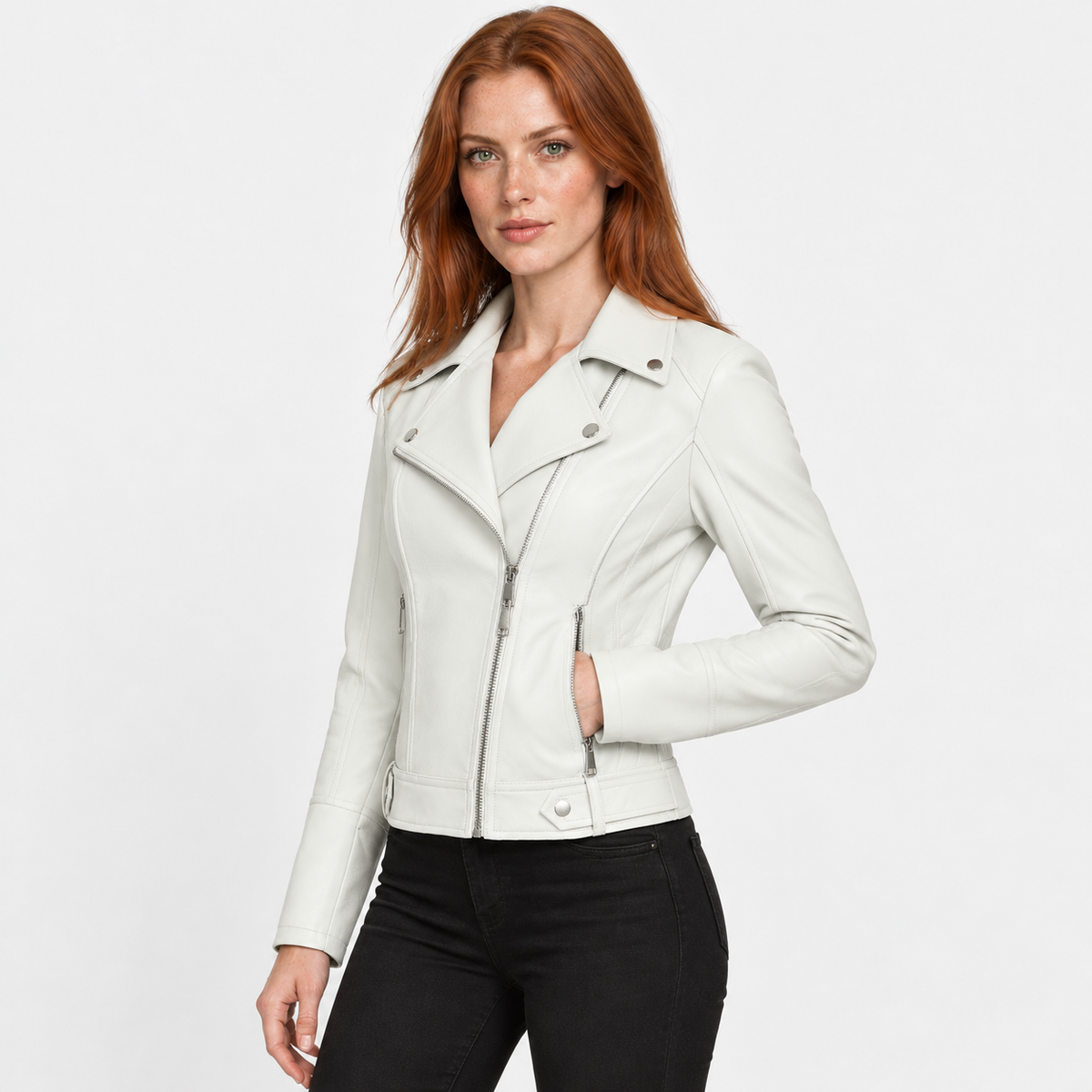 Montviro | Women’s Biker Jacket Slim Fit Zip Up Street Fashion Coat