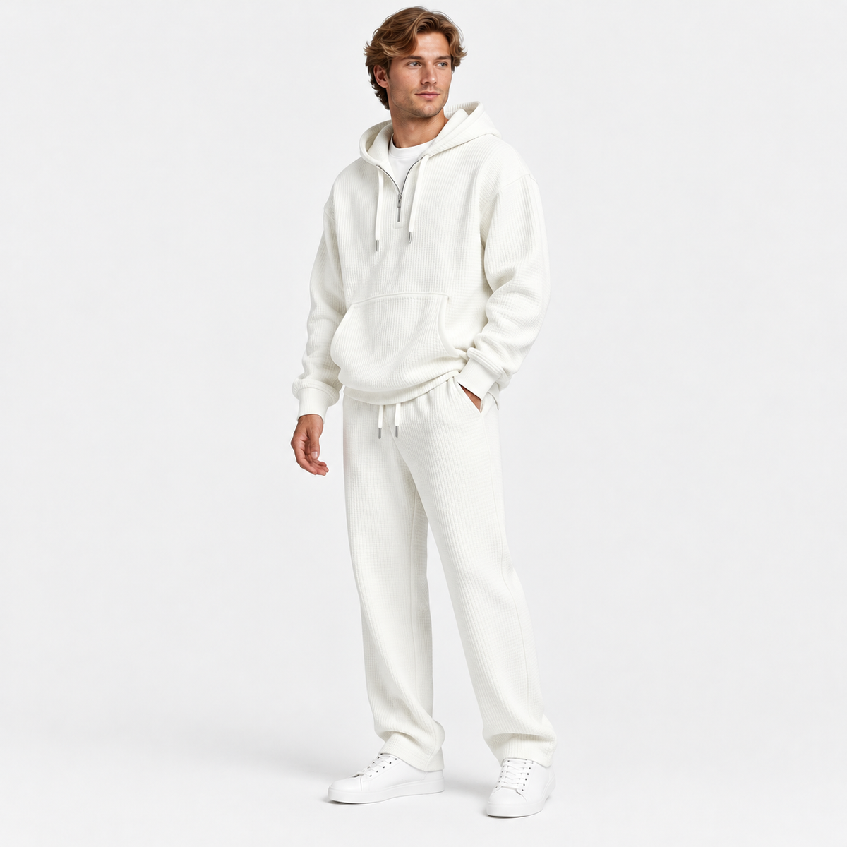 Montviro | Men's Hooded Two Piece Set Knit Casual Fall Winter Outfit