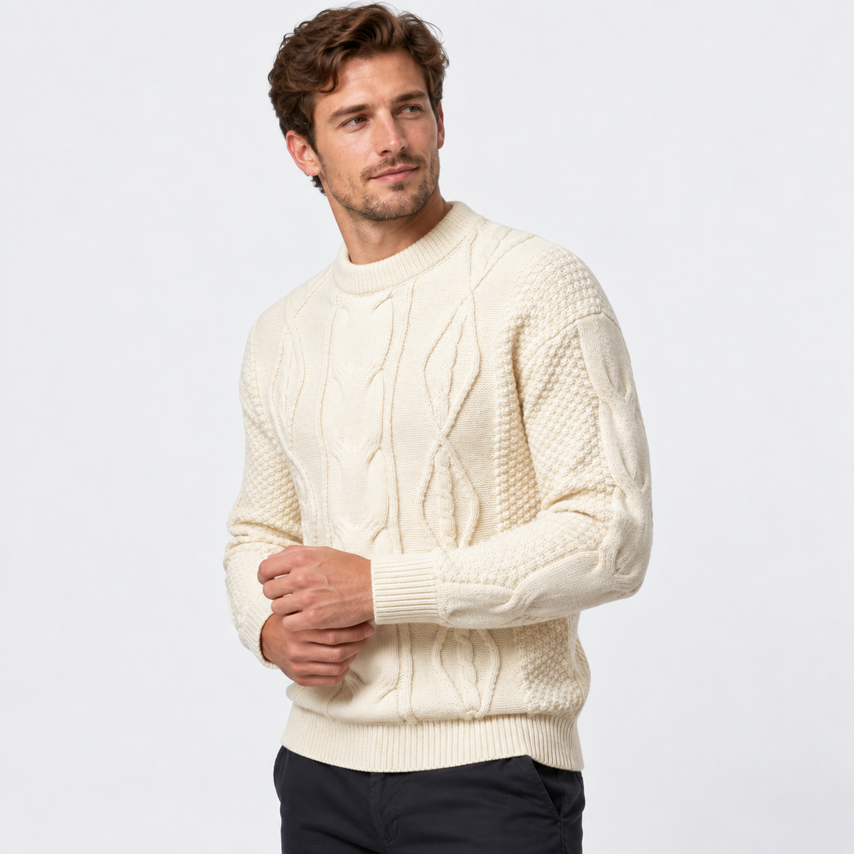 Montviro | Men's Crew Neck Sweater - Jacquard Knit Fall Winter