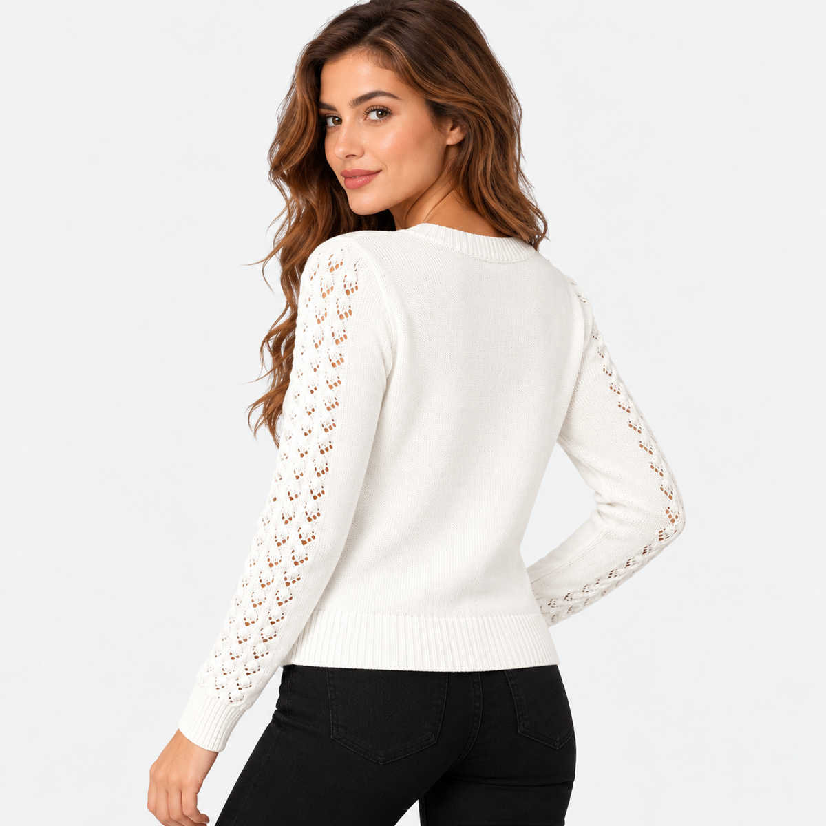 Montviro | Women's Cropped Knit Sweater with Hollow Out Design