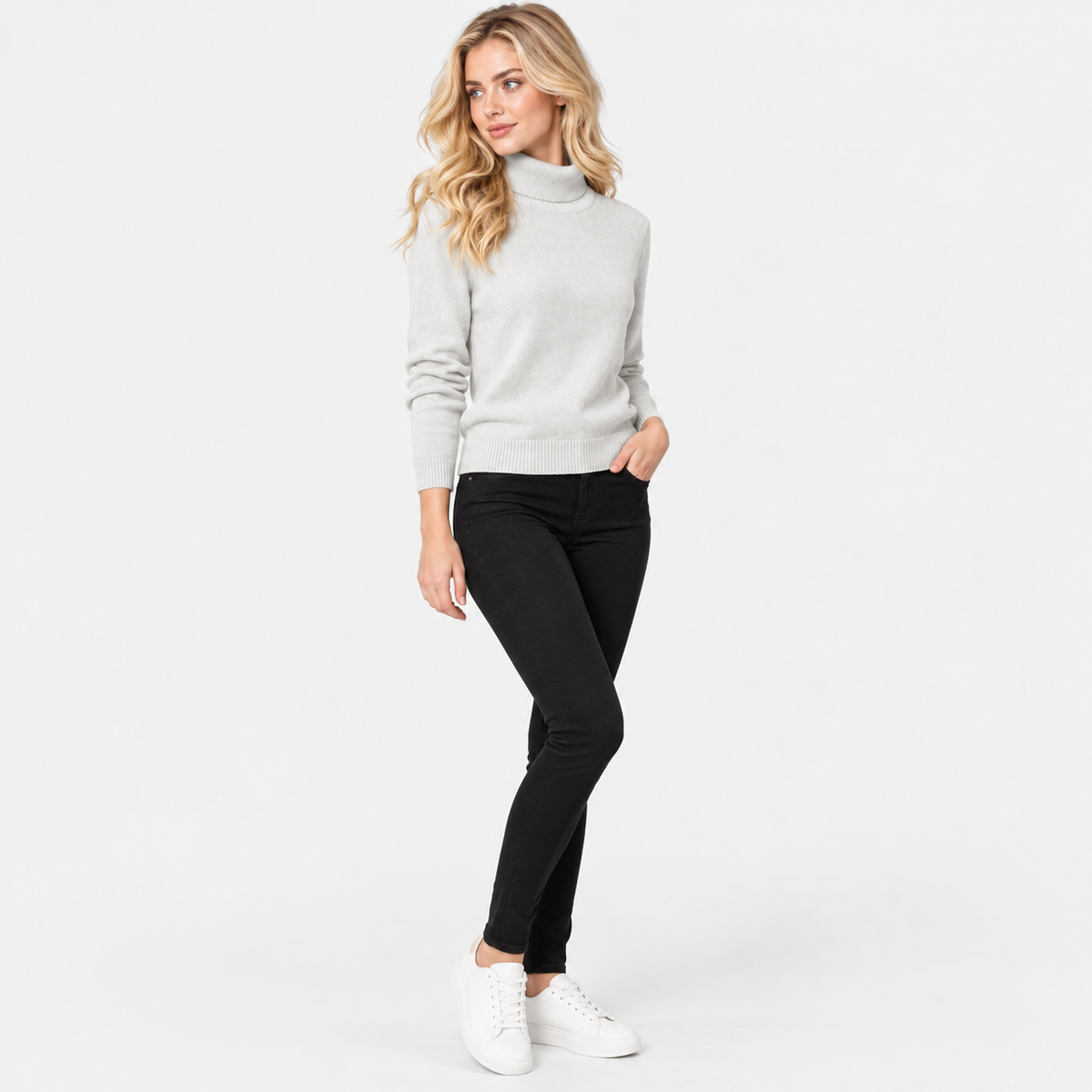 Montviro | Women's High Neck Knit Sweater with Stretch Fabric