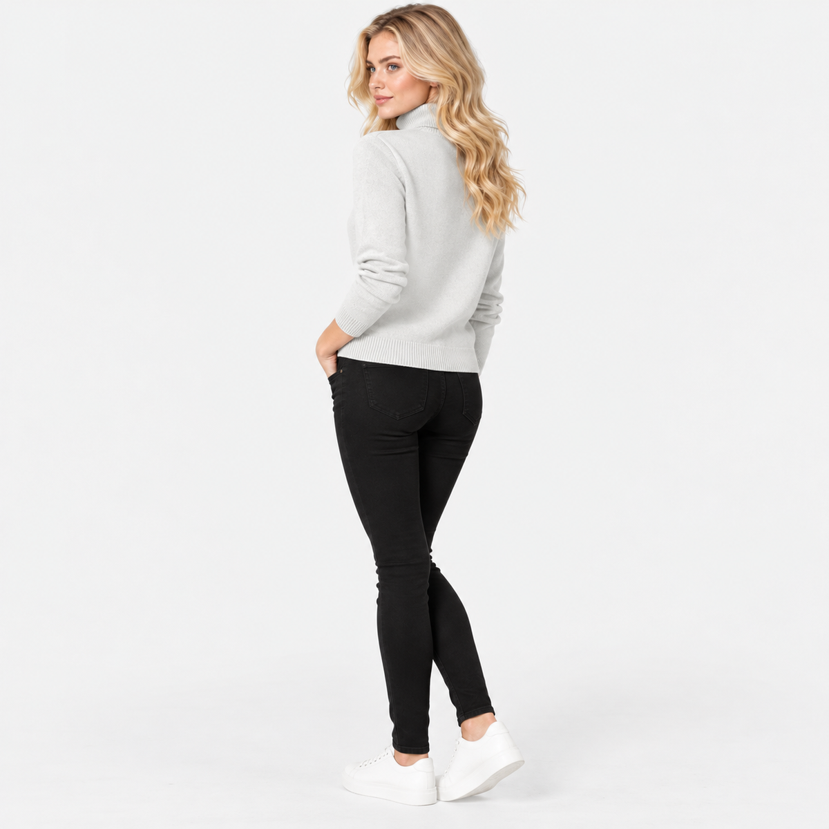 Montviro | Women's High Neck Knit Sweater with Stretch Fabric