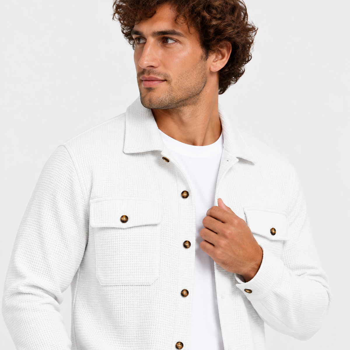 Montviro | Men's Waffle Knit Cardigan Set Button Shirt Pants Casual Outfit