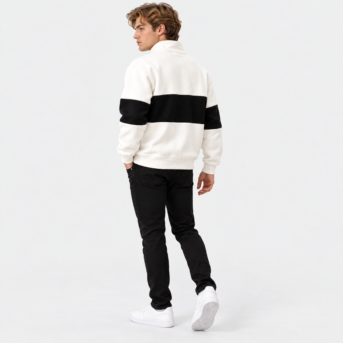 Montviro | Men's Heavyweight Half Zip Sweatshirt with Color Block Design