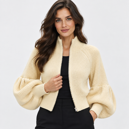 Montviro | Women’s Elegant Knit Sweater Jacket Zipper Outerwear