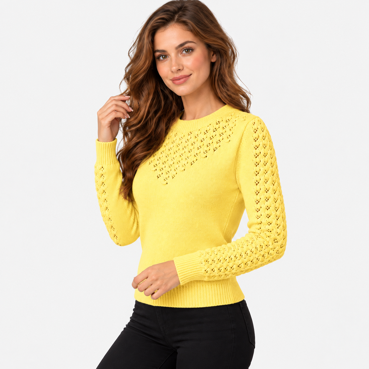 Montviro | Women's Cropped Knit Sweater with Hollow Out Design
