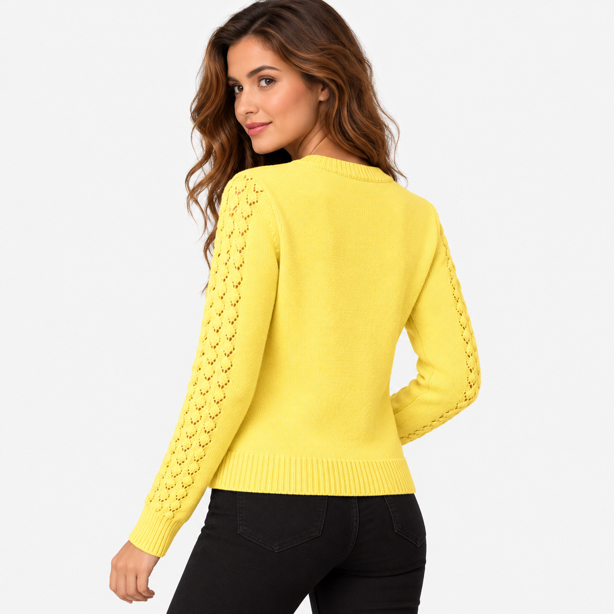 Montviro | Women's Cropped Knit Sweater with Hollow Out Design