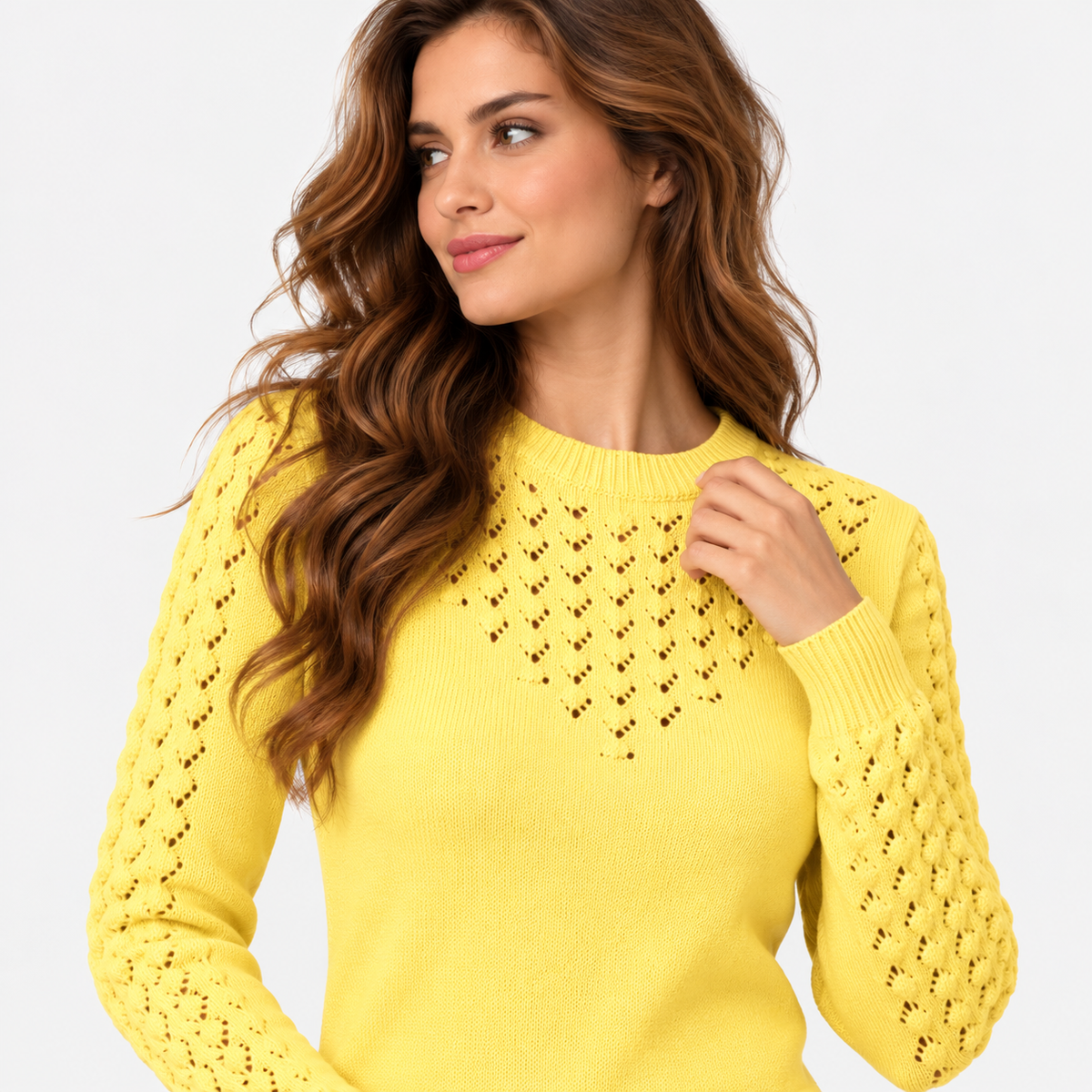 Montviro | Women's Cropped Knit Sweater with Hollow Out Design